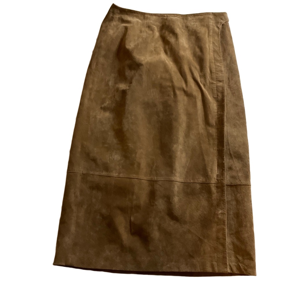 Charter Club Brown Midi Length‎ 100 Leather Straight Skirt Size 10